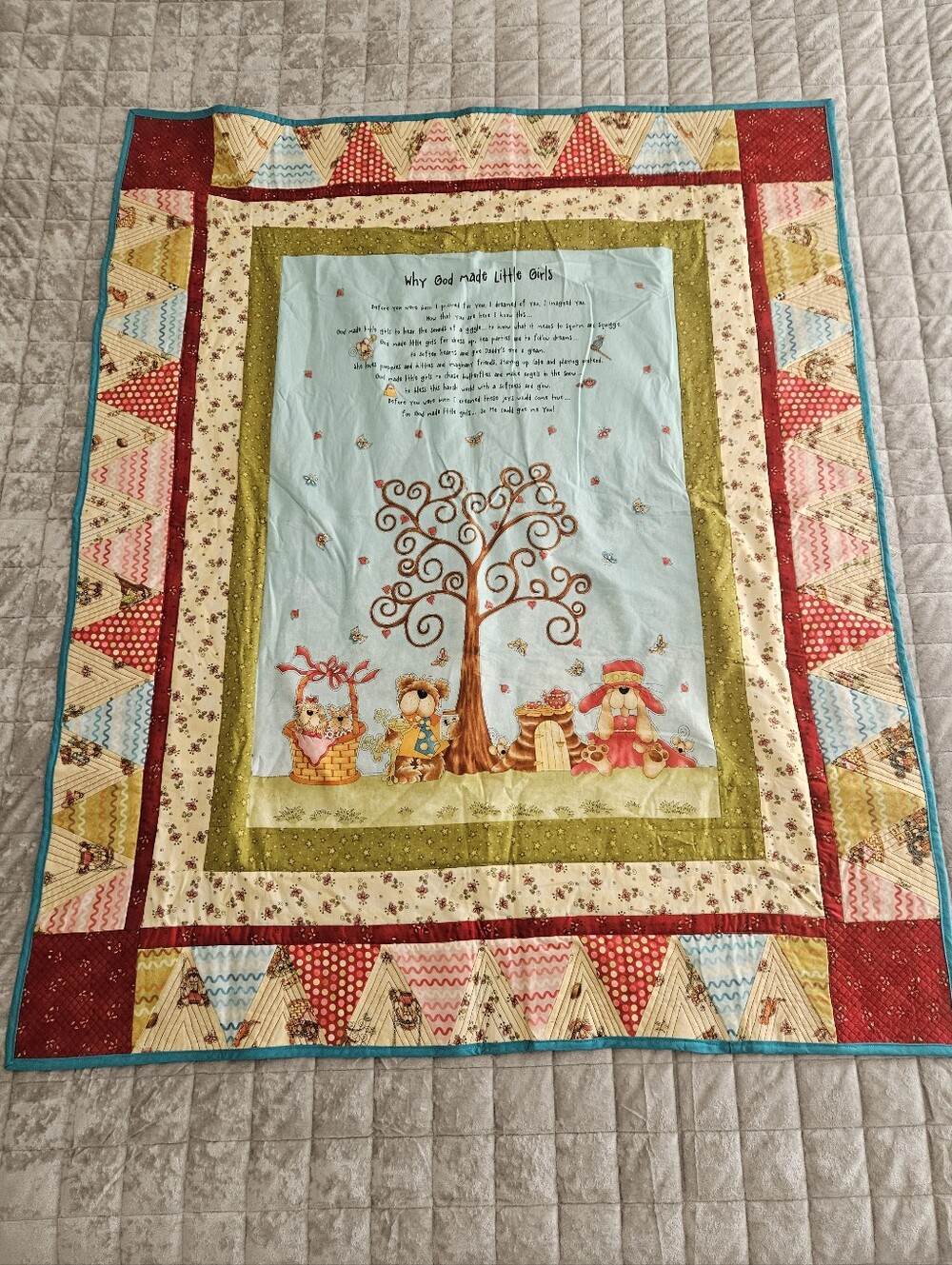 Handmade Why God Made Little Girls Patchwork Baby Quilt 42x51 New